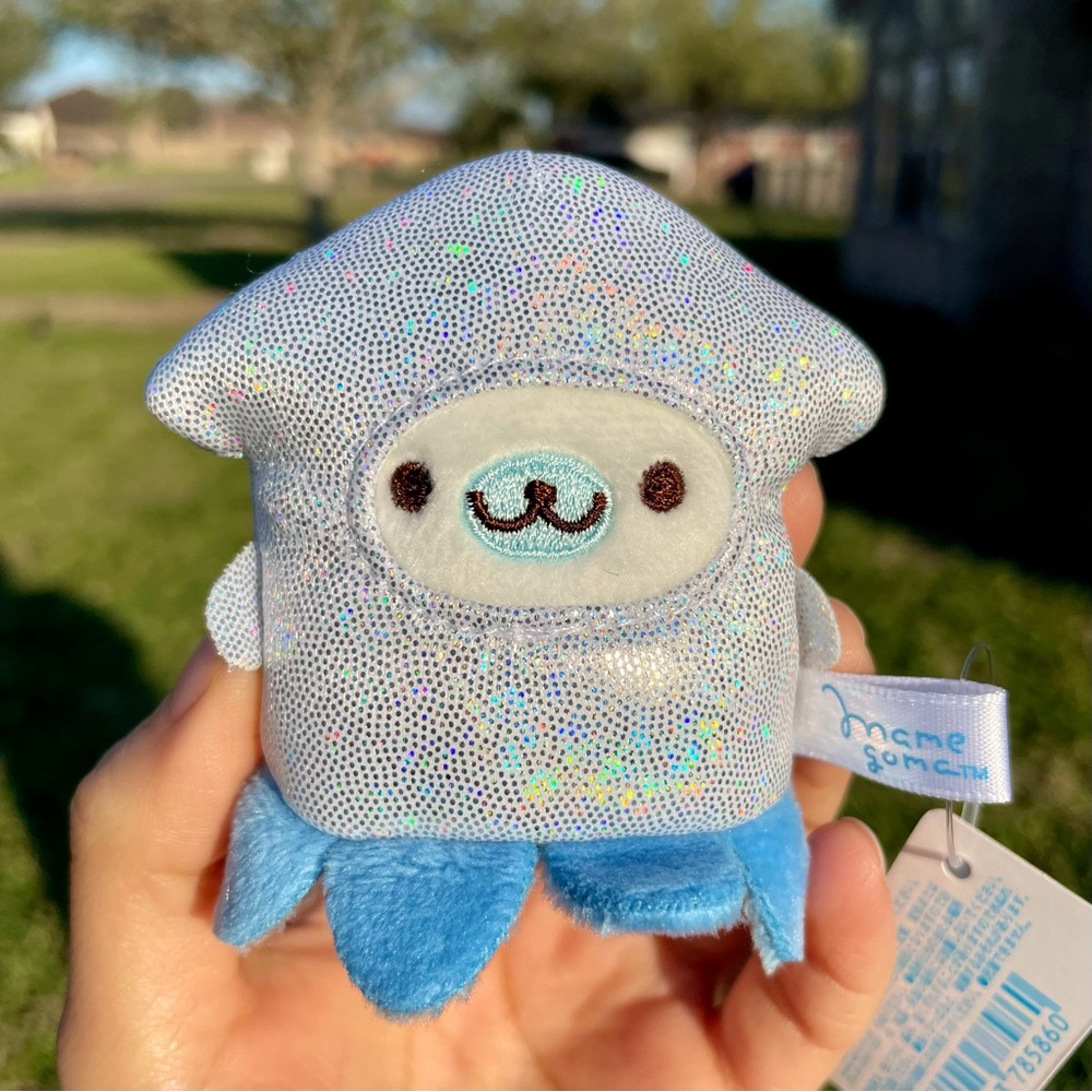 NWT 2021 San-X Mini Mamegoma Sparkly Blue Squid Plushie